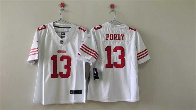 Women%27s San Francisco 49ers #13 Brock Purdy White Vapor Stitched Jersey->women nfl jersey->Women Jersey
